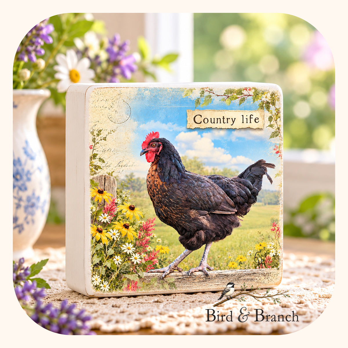 Country Life - Rooster Art Block
