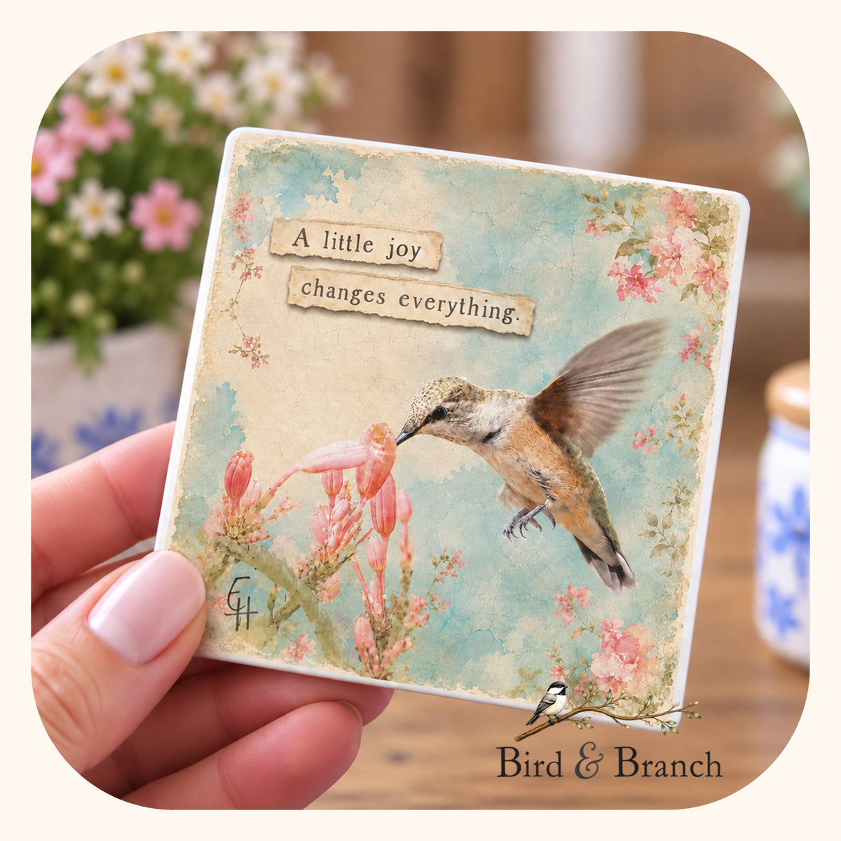 A Little Joy Changes Everything - Hummingbird Fridge Magnet