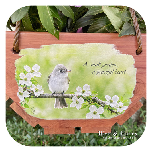Acadian Flycatcher Hanging Cedar Planter