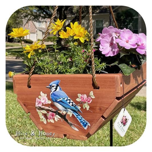 Blue Jay Hanging Cedar Planter