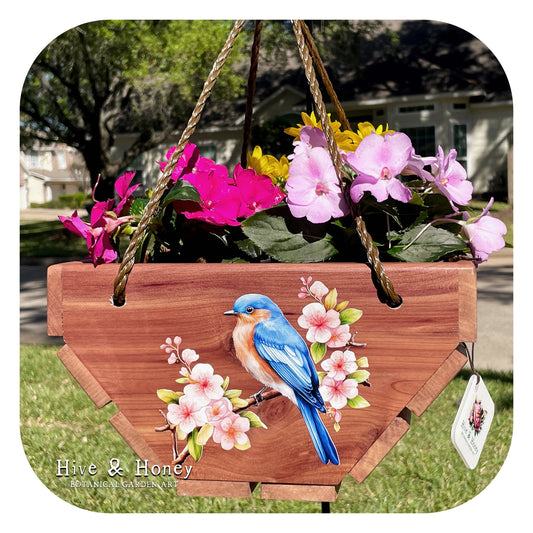 Bluebird Hanging Cedar Planter